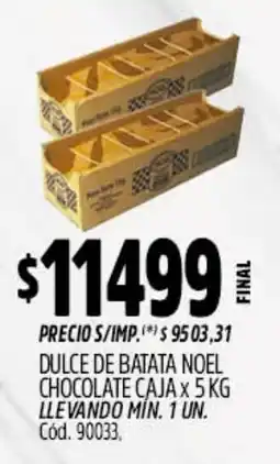 Supermercados Yaguar Noel dulce de batata chocolate caja oferta