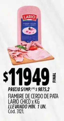 Supermercados Yaguar Lario fiambre de cerdo de pata chico oferta