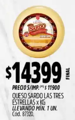 Supermercados Yaguar Las tres queso sardo estrellas oferta
