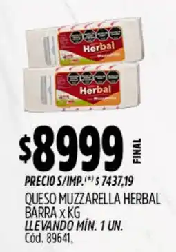 Supermercados Yaguar Herbal queso muzzarella barra oferta