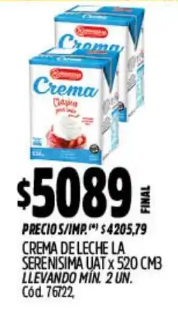 Supermercados Yaguar La serenisima crema de leche uat oferta