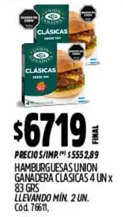 Supermercados Yaguar Union ganadera hamburguesas clasicas oferta