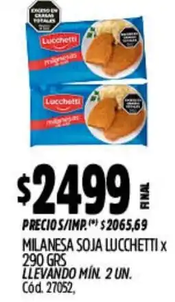 Supermercados Yaguar Lucchetti milanesa soja oferta