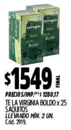 Supermercados Yaguar La virginia té boldo oferta