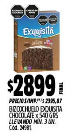 Supermercados Yaguar Exquisita bizcochuelo chocolate oferta