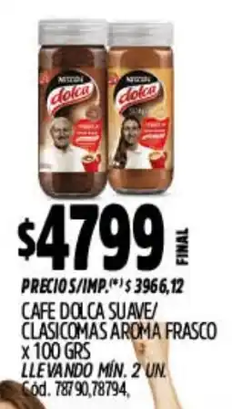 Supermercados Yaguar Dolca café suave/ clasicomas aroma frasco oferta