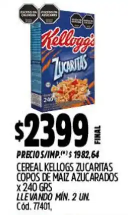 Supermercados Yaguar Kellogg's cereal zucaritas copos de maiz azucarados oferta
