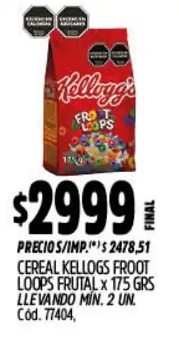 Supermercados Yaguar Kellogg's cereal froot loops frutal oferta