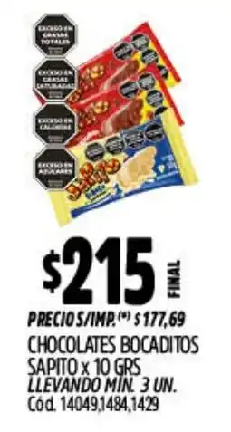 Supermercados Yaguar Sapito chocolates bocaditos oferta