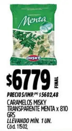 Supermercados Yaguar Menta caramelos misky transparente oferta