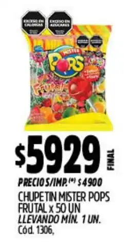 Supermercados Yaguar Pops chupetin mister frutal oferta