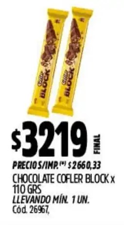 Supermercados Yaguar Cofler chocolate block oferta