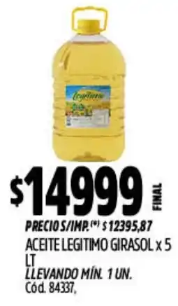 Supermercados Yaguar Legitimo aceite girasol oferta