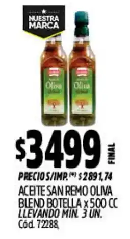 Supermercados Yaguar San remo aceite oliva blend botella oferta