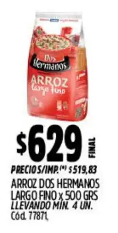 Supermercados Yaguar Dos hermanos arroz largo fino oferta