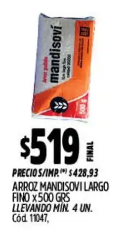 Supermercados Yaguar Mandisoví arroz largo fino oferta