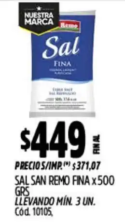Supermercados Yaguar San remo sal fina oferta