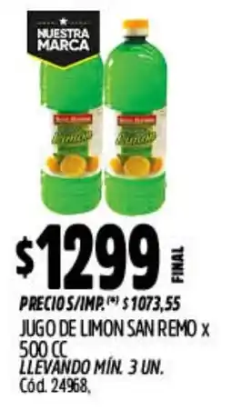 Supermercados Yaguar San remo jugo de limon oferta