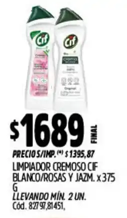 Supermercados Yaguar Cif limpiador cremoso blanco/rosas y jazm. oferta