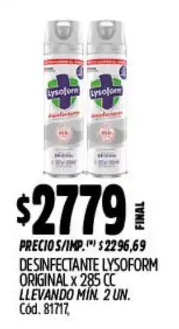 Supermercados Yaguar Lysoform desinfectante original oferta
