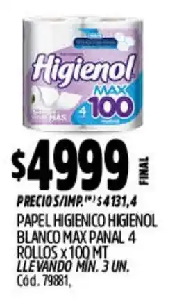 Supermercados Yaguar Higienol papel higienico blanco max panal oferta