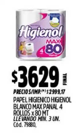 Supermercados Yaguar Higienol papel higienico blanco max panal oferta