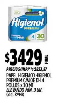 Supermercados Yaguar Higienol papel higienico premium c/aloe dh oferta