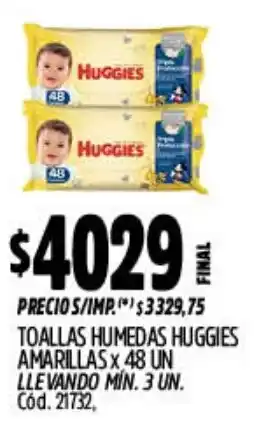 Supermercados Yaguar Huggies toallas humedas amarillas oferta