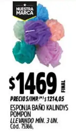 Supermercados Yaguar Esponja baño kalindys pompon oferta