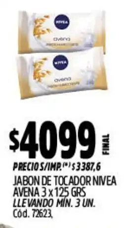 Supermercados Yaguar Nivea jabon de tocador avena oferta