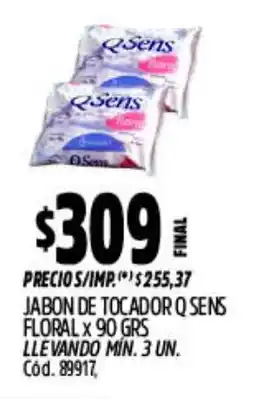 Supermercados Yaguar Q sens jabon de tocador floral oferta