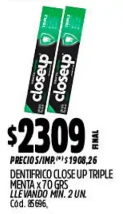 Supermercados Yaguar Close up dentifrico triple menta oferta