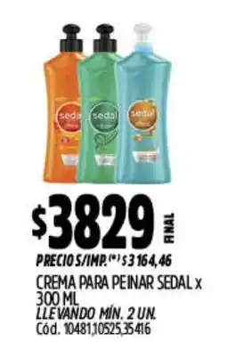 Supermercados Yaguar Sedal crema para peinar oferta