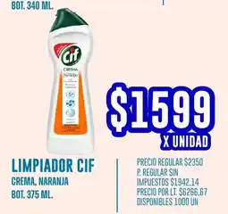 Supermercados Vea Cif limpiador crema, naranja bot. oferta