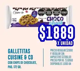 Supermercados Vea Cuisine & co galletitas con chips de chocolate, paq. oferta
