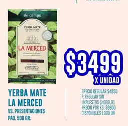 Supermercados Vea La merced yerba mate vs. presentaciones paq. oferta
