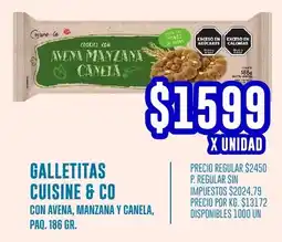 Supermercados Vea Cuisine & Co galletitas con avena, manzana y canela, paq. oferta