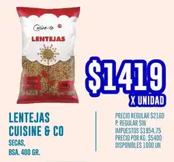 Supermercados Vea Cuisine & Co lentejas secas, bsa. oferta