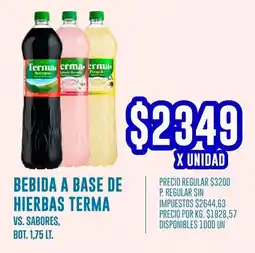 Supermercados Vea Terma bebida a base de hierbas vs. sabores, bot. oferta
