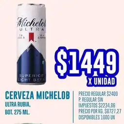 Supermercados Vea Michelob cerveza ultra rubia, bot. oferta