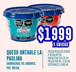 Supermercados Vea La paulina queso untable saborizado, vs. sabores, pot. oferta