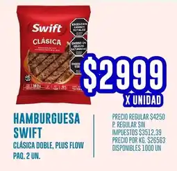 Supermercados Vea Swift hamburguesa clásica doble, plus flow paq. oferta