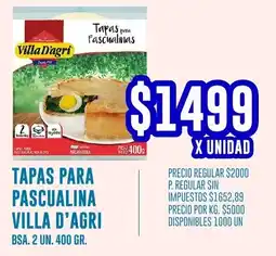 Supermercados Vea Villa d'agri tapas para pascualina bsa. oferta