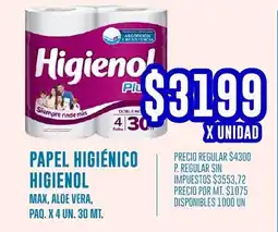 Supermercados Vea Higienol papel higiénico max, aloe vera, paq. oferta