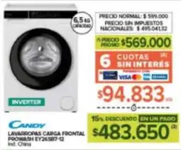 Carrefour Maxi Candy lavarroras carga frontal prowash EY26587-12 oferta