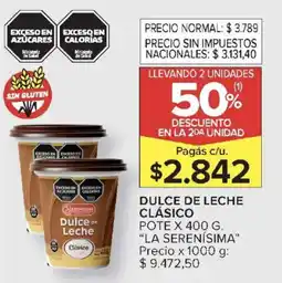 Carrefour Market La serenísima dulce de leche clásico pote oferta