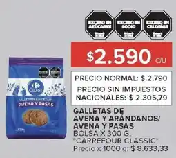 Carrefour Market Carrefour classic galletas de avena y arándanos/ avena y pasas bolsa oferta