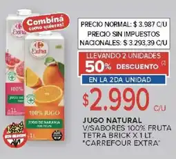 Carrefour Market Carrefour extra jugo natural v/sabores 100% fruta tetra brick oferta