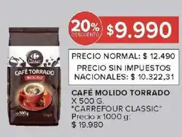 Carrefour Market Carrefour classic café molido torrado x 500 g. oferta