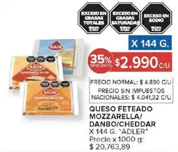 Carrefour Market Adler queso feteado mozzarella/ danbo/cheddar oferta